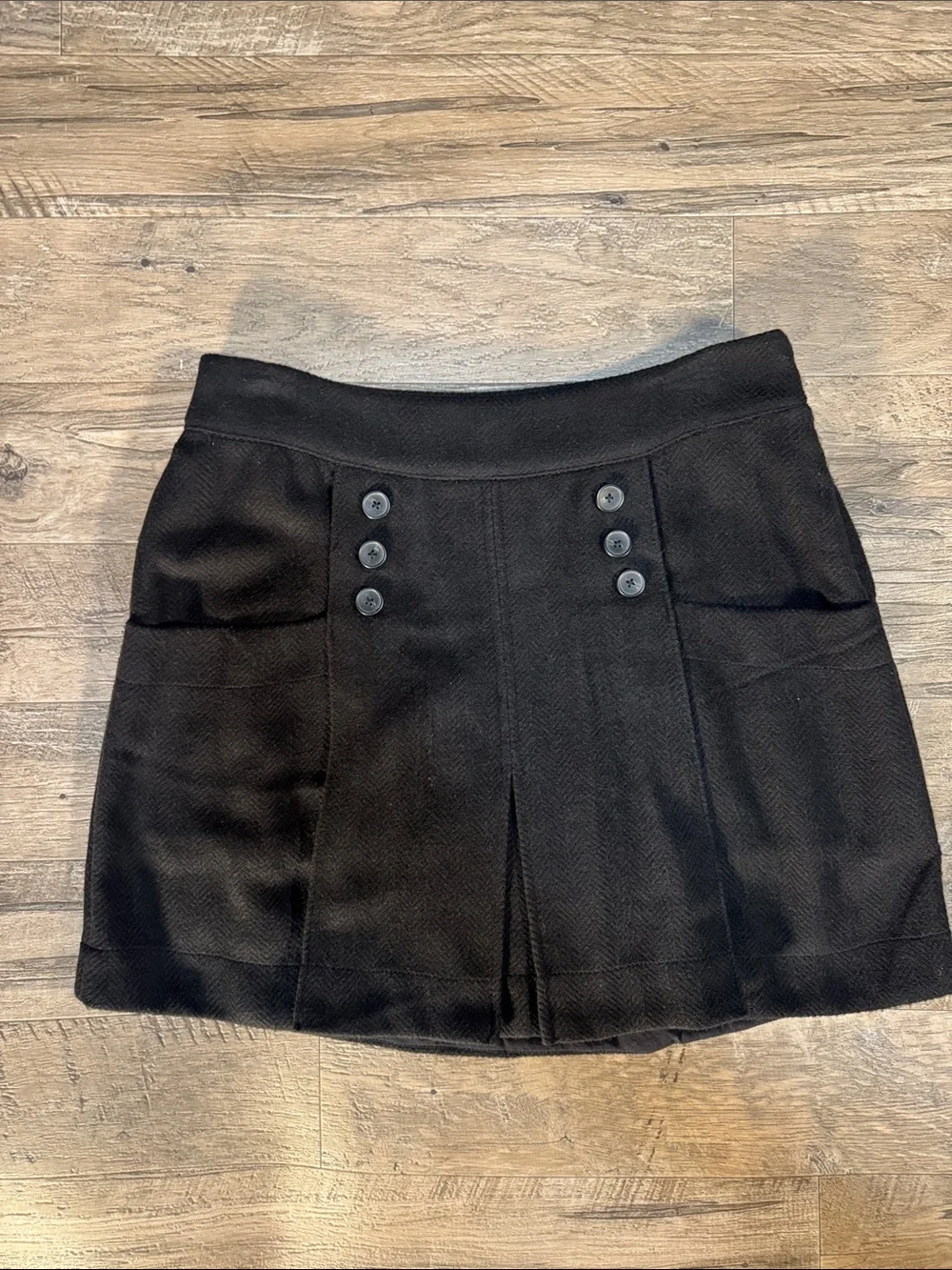 Free People Black Mini Skirt with Button Front Detailing - Size 6